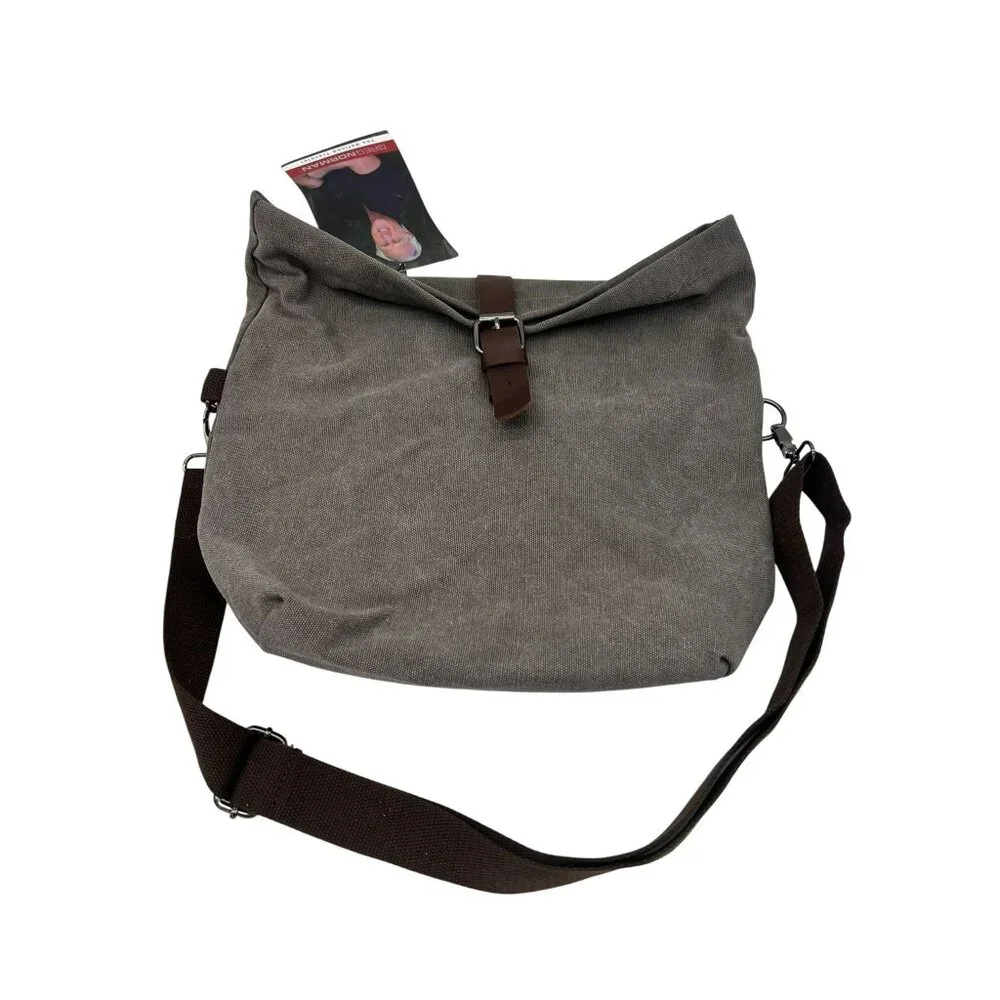 NWT Greg Norman Mens Refined Traveler Canvas Shoulder Bag Waterproof Lining